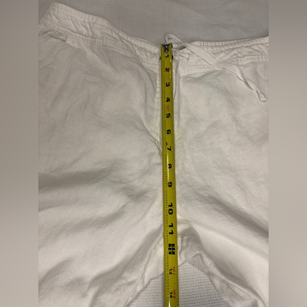 Talbots Pure Irish Linen Crop Pants Women Sz 16 White Lagenlook Beachy Classic - Picture 8 of 10